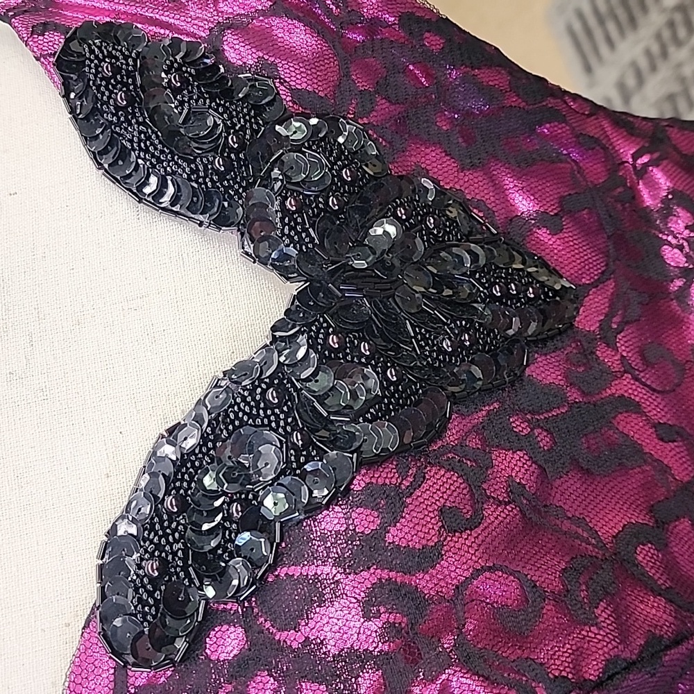 Vintage Night Moves 80s 90s Pink Lame & Lace Tutu Party Prom Dress sz 13/14 - Picture 3 of 6
